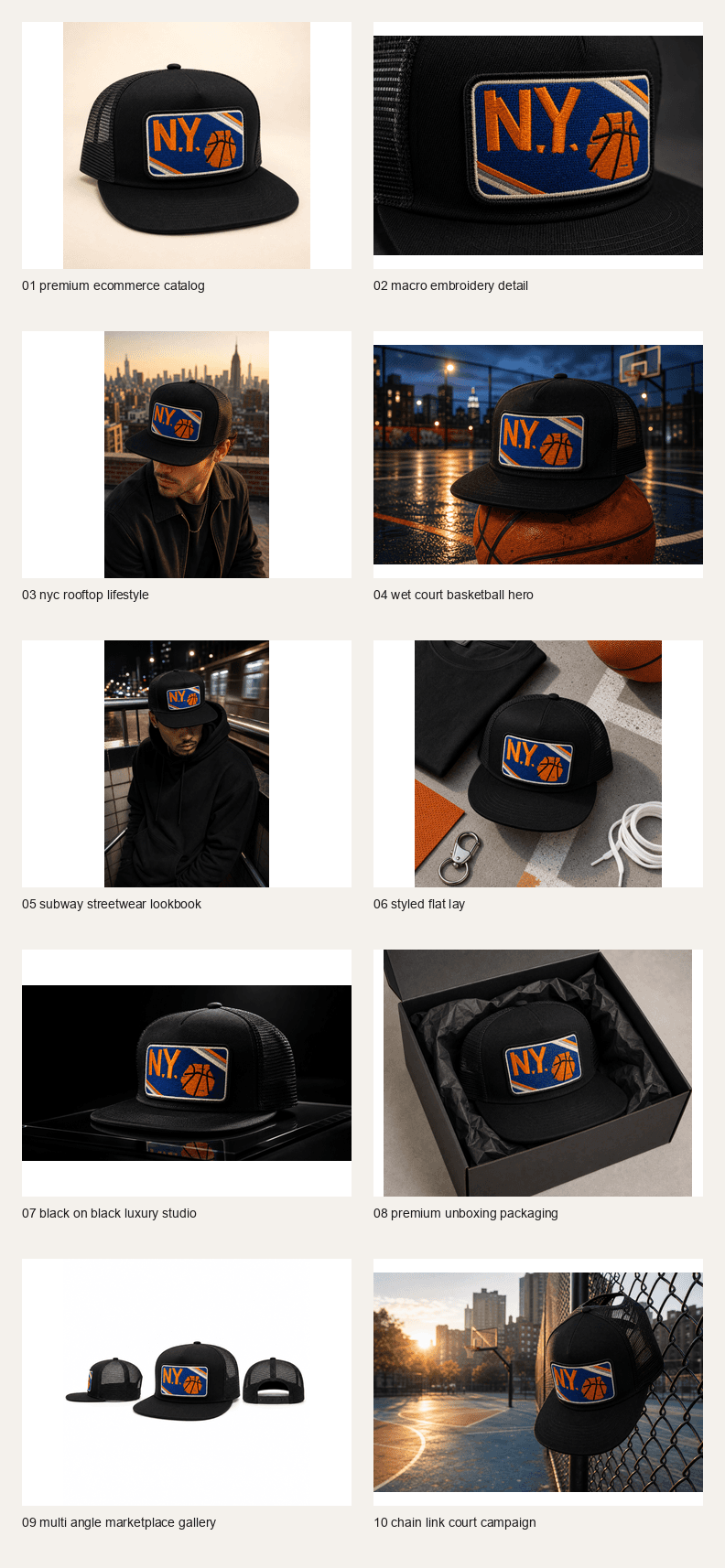 Original contact sheet from my ten AI image studies of a hat