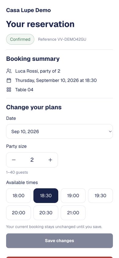 Reviewing a reservation